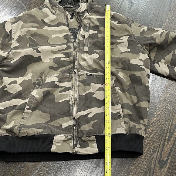 Lee Camo Jacket Mens XL Black Gray Sherpa Lined Coat Hunting Bomber Y2K Grunge - Picture 6 of 8